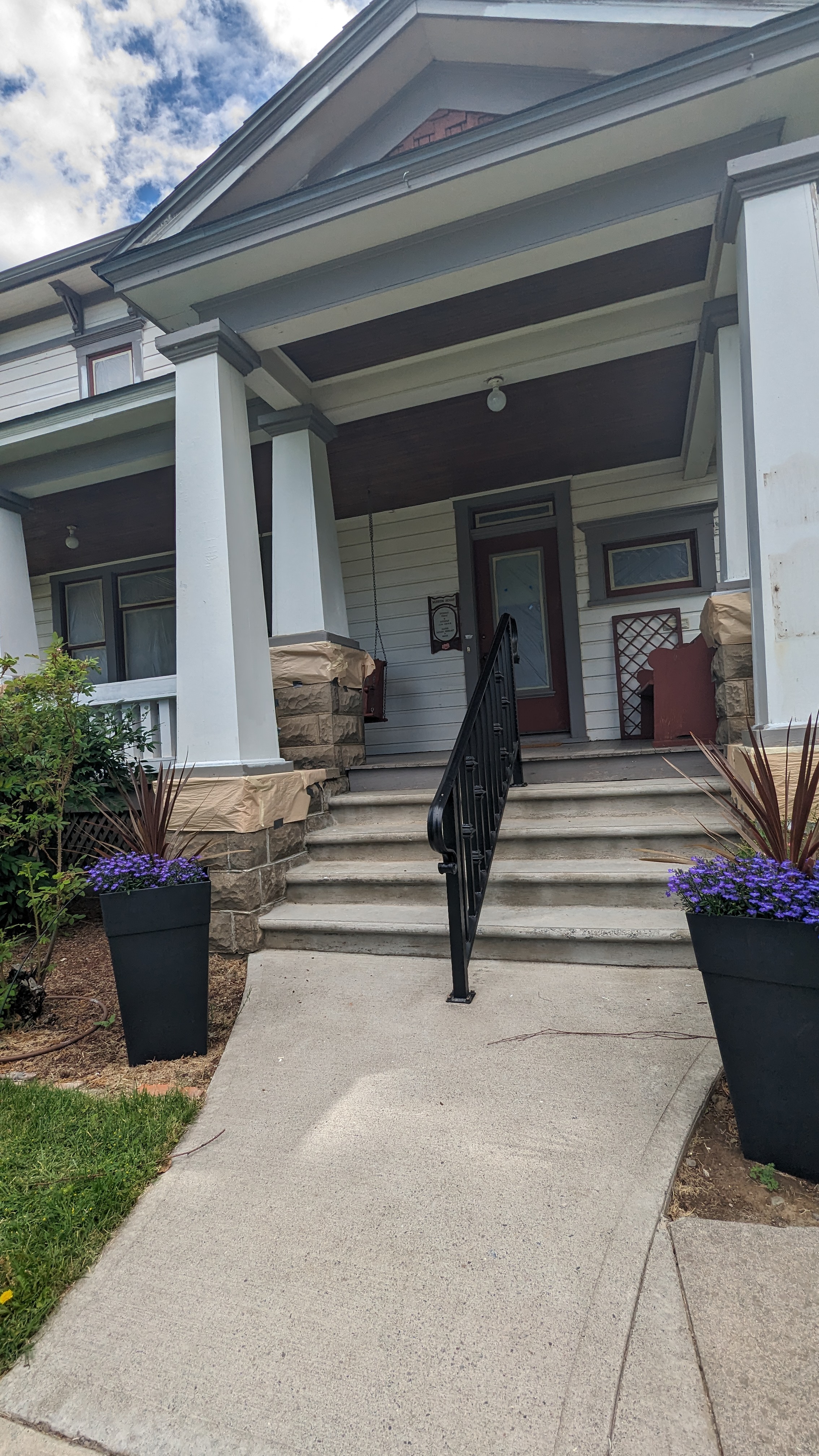 Entrance to main house, 5 steps with railing to porch, 2