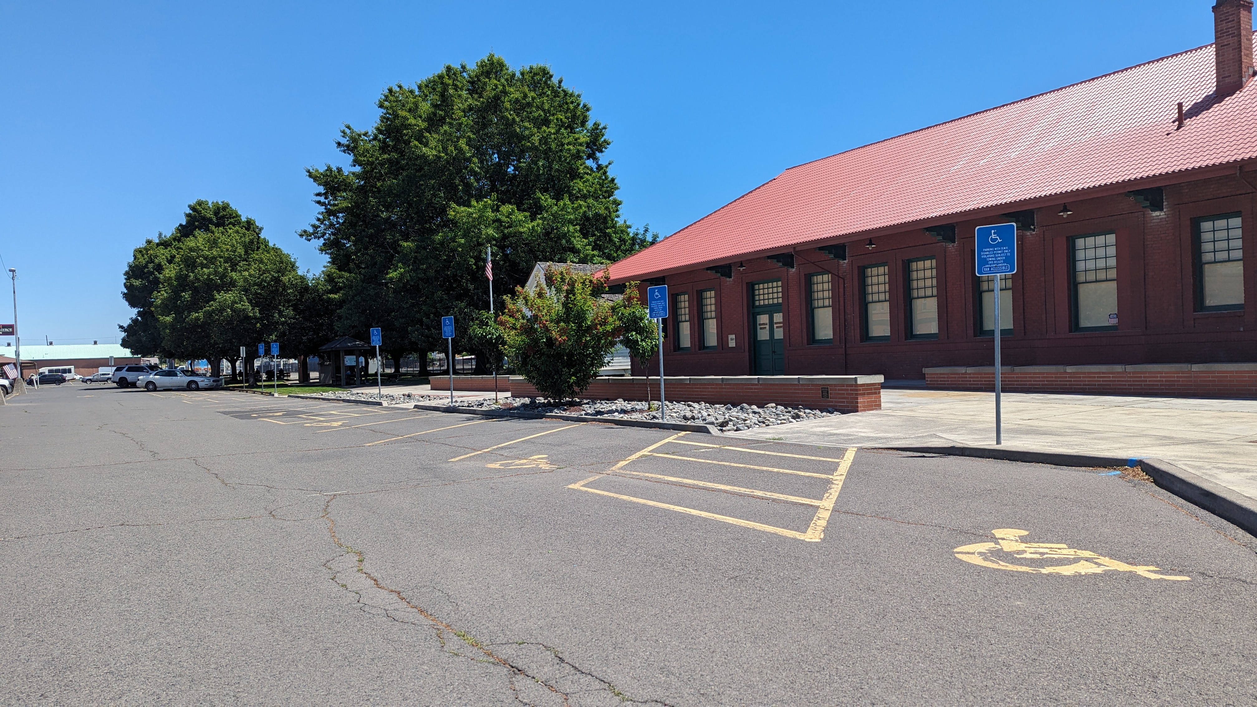 Parking lot with marked ADA spaces