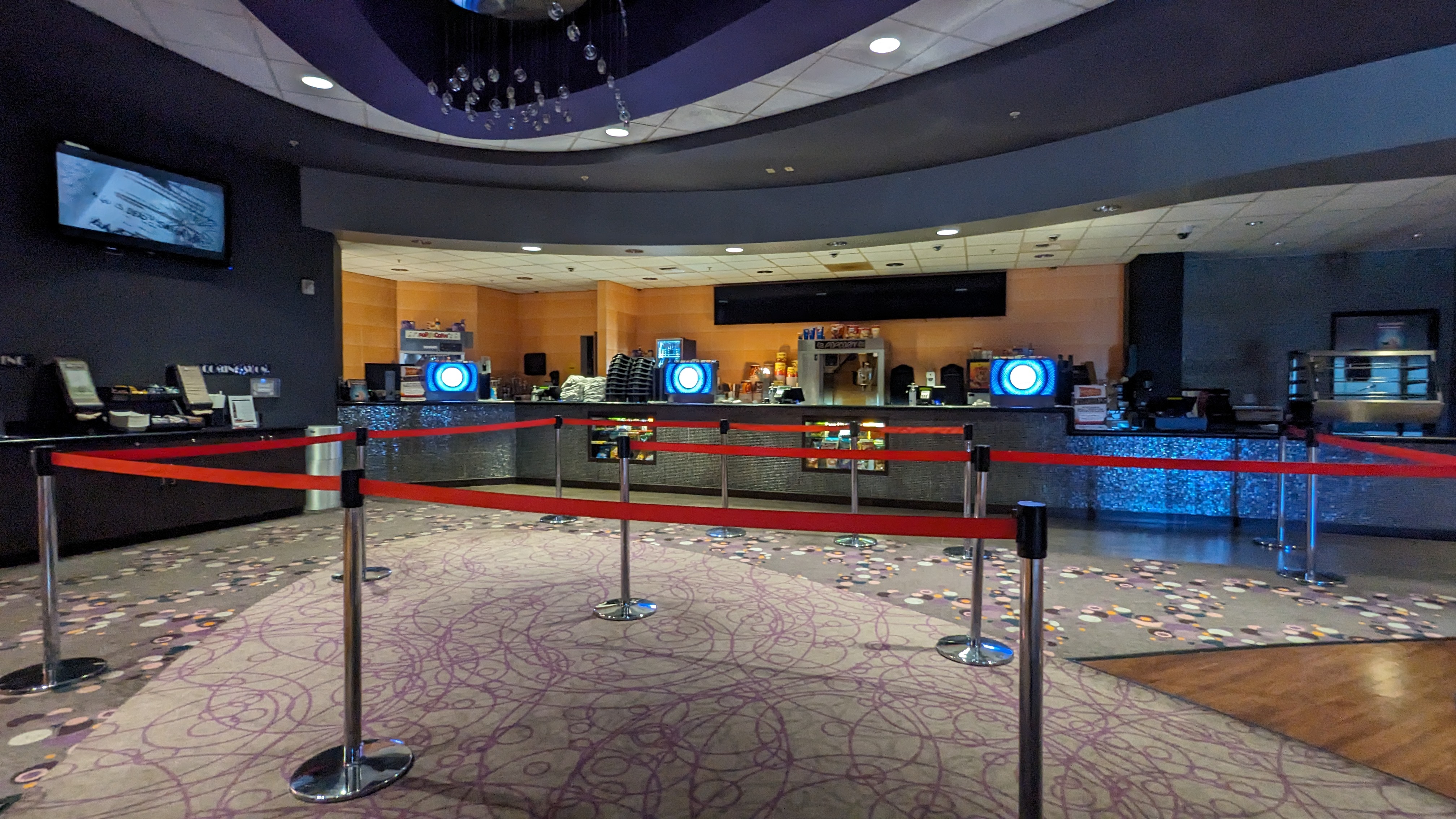 Cinema concession counter and ticket line
