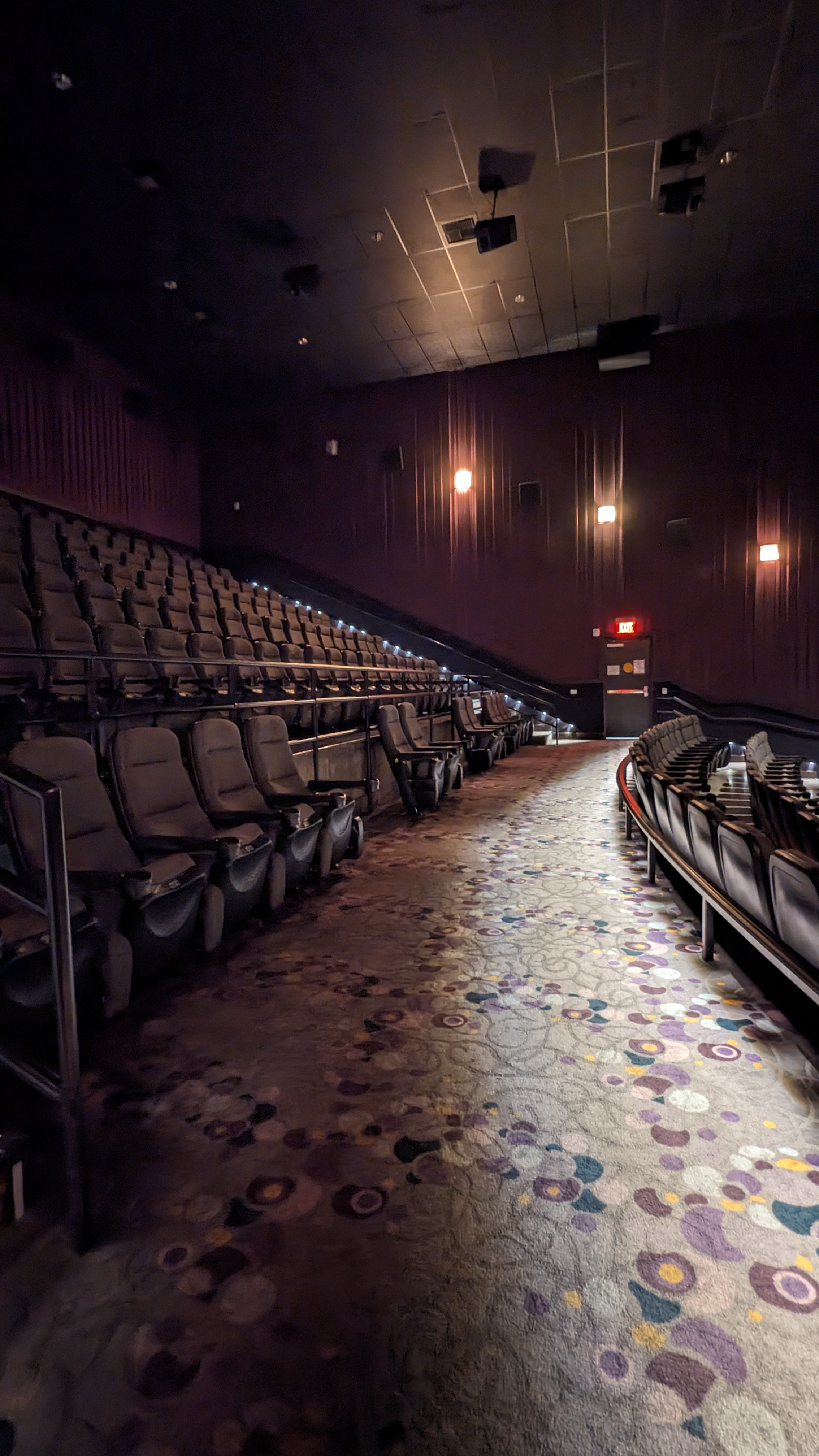 Cinema theater seating, low lighting