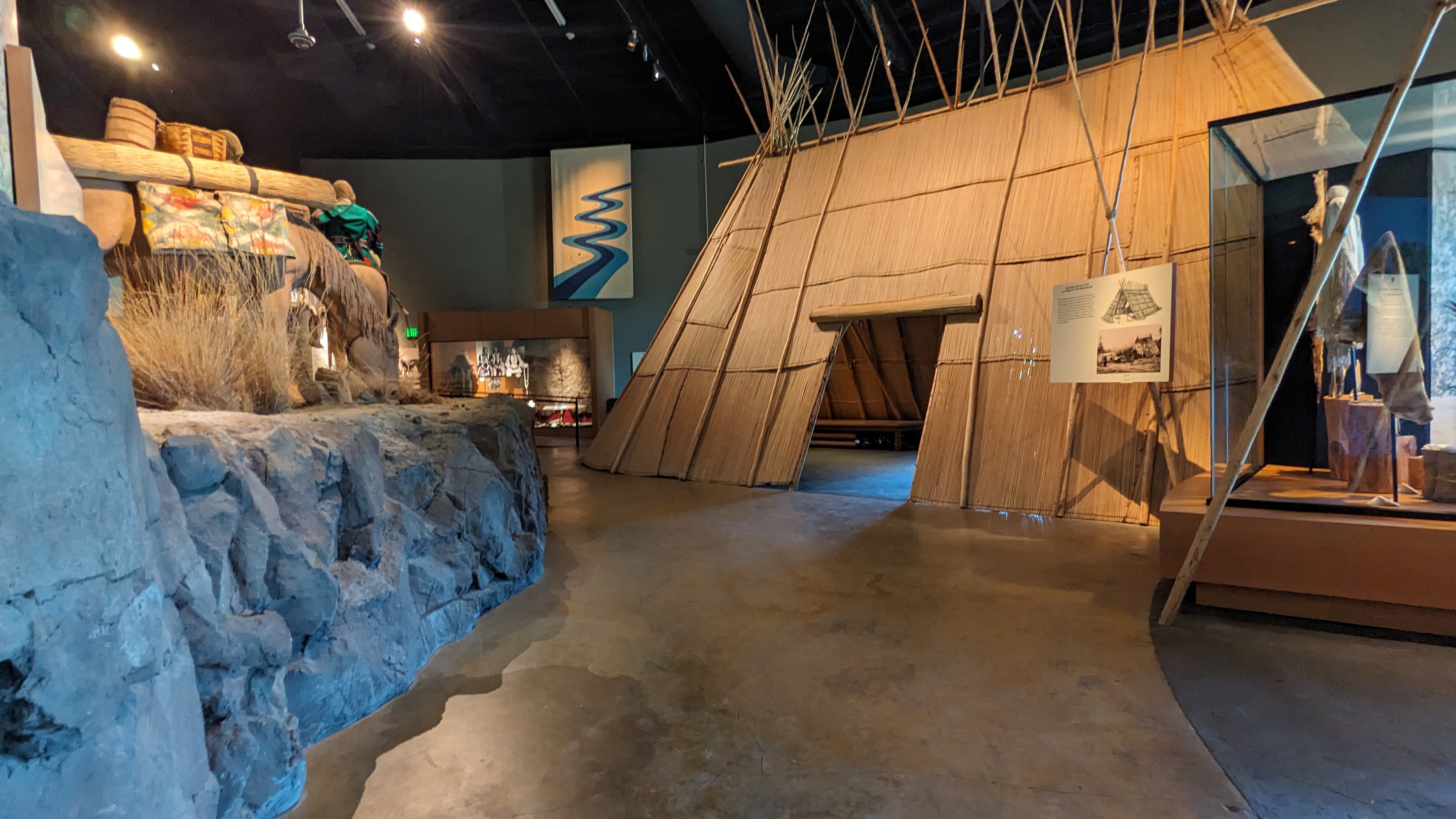 Museum exhibits, smooth surface.