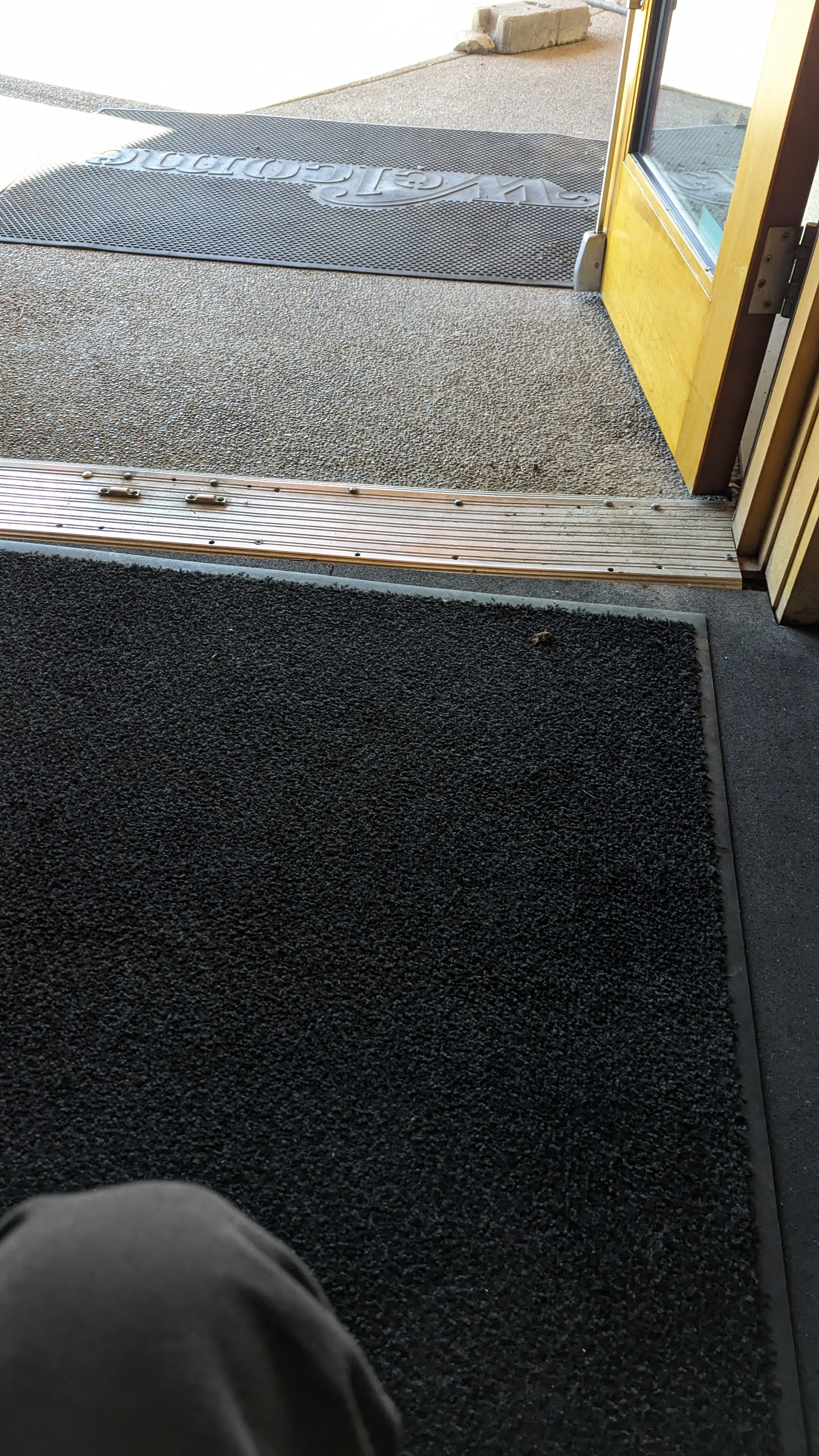 Entrance door surface and transition.