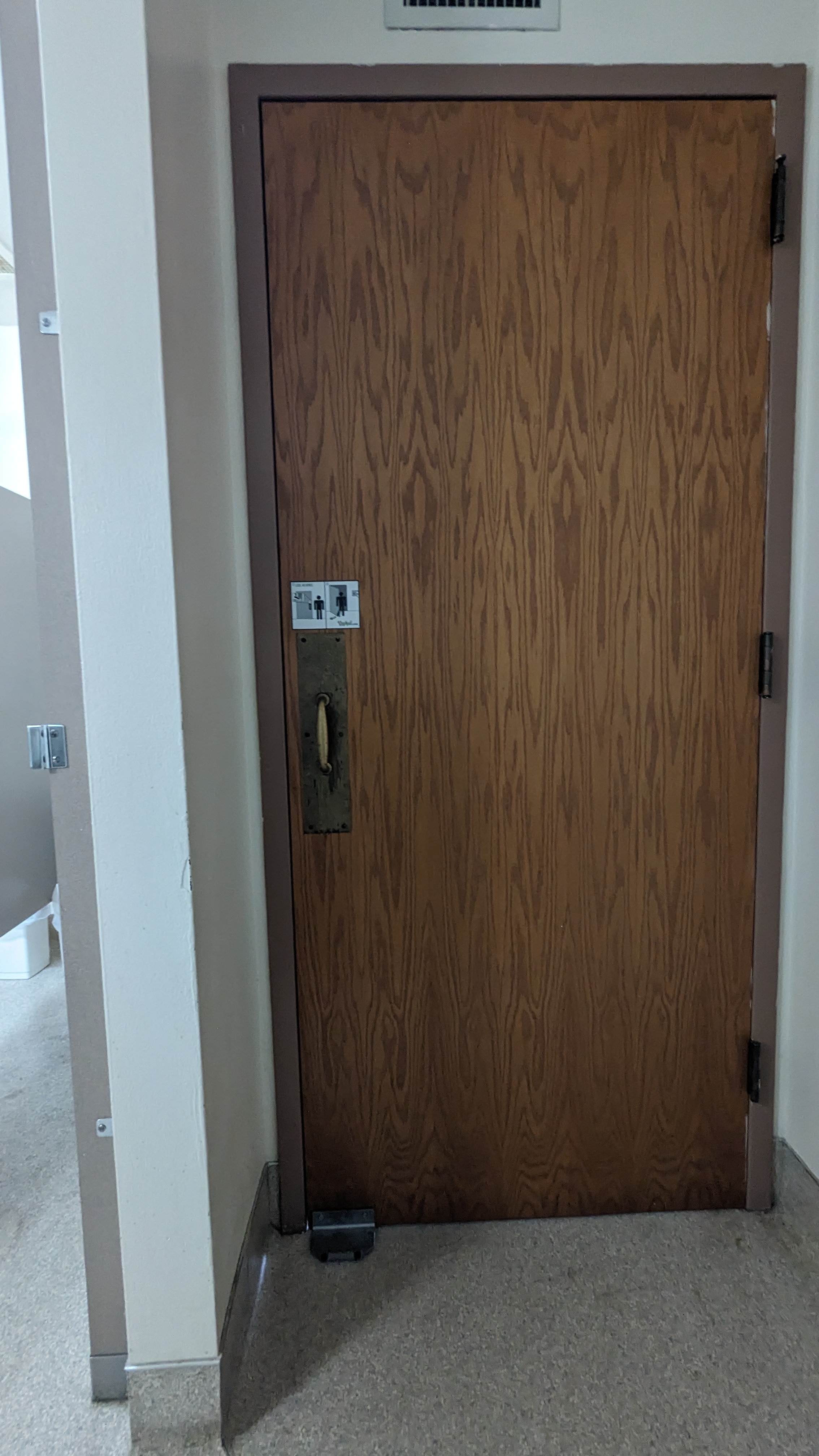 Restroom door from inside.