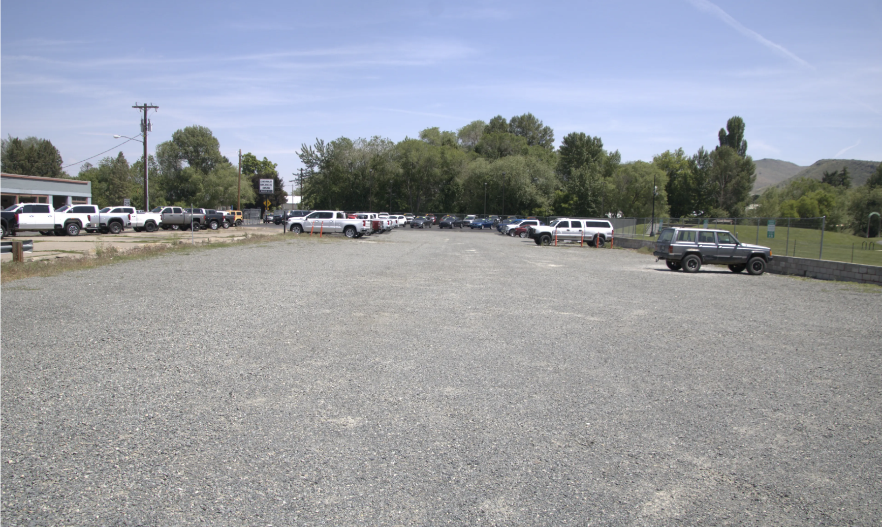 Gravel parking lot at Geiser Grand Hotel