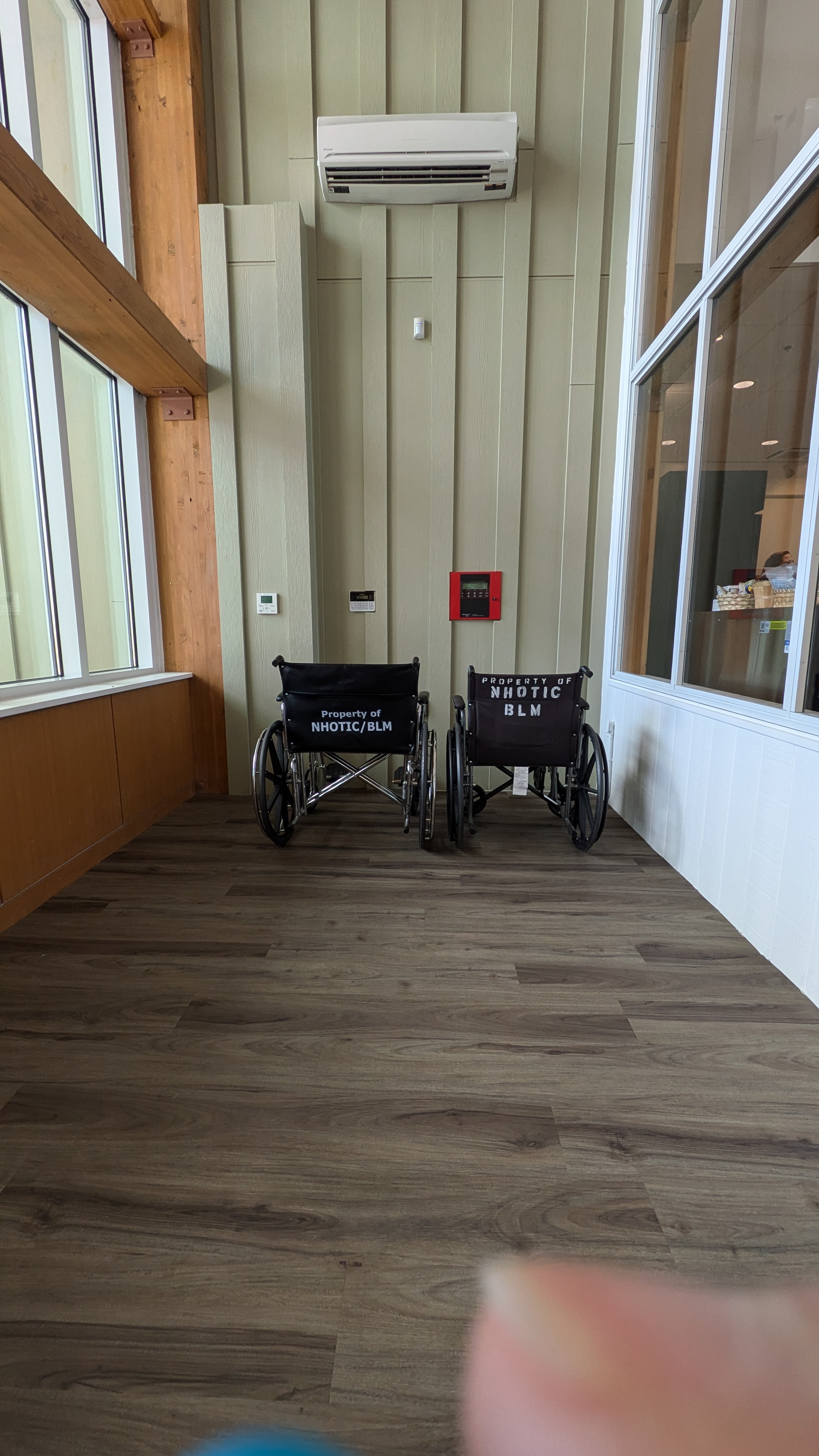 Wheelchairs to borrow inside entrance
