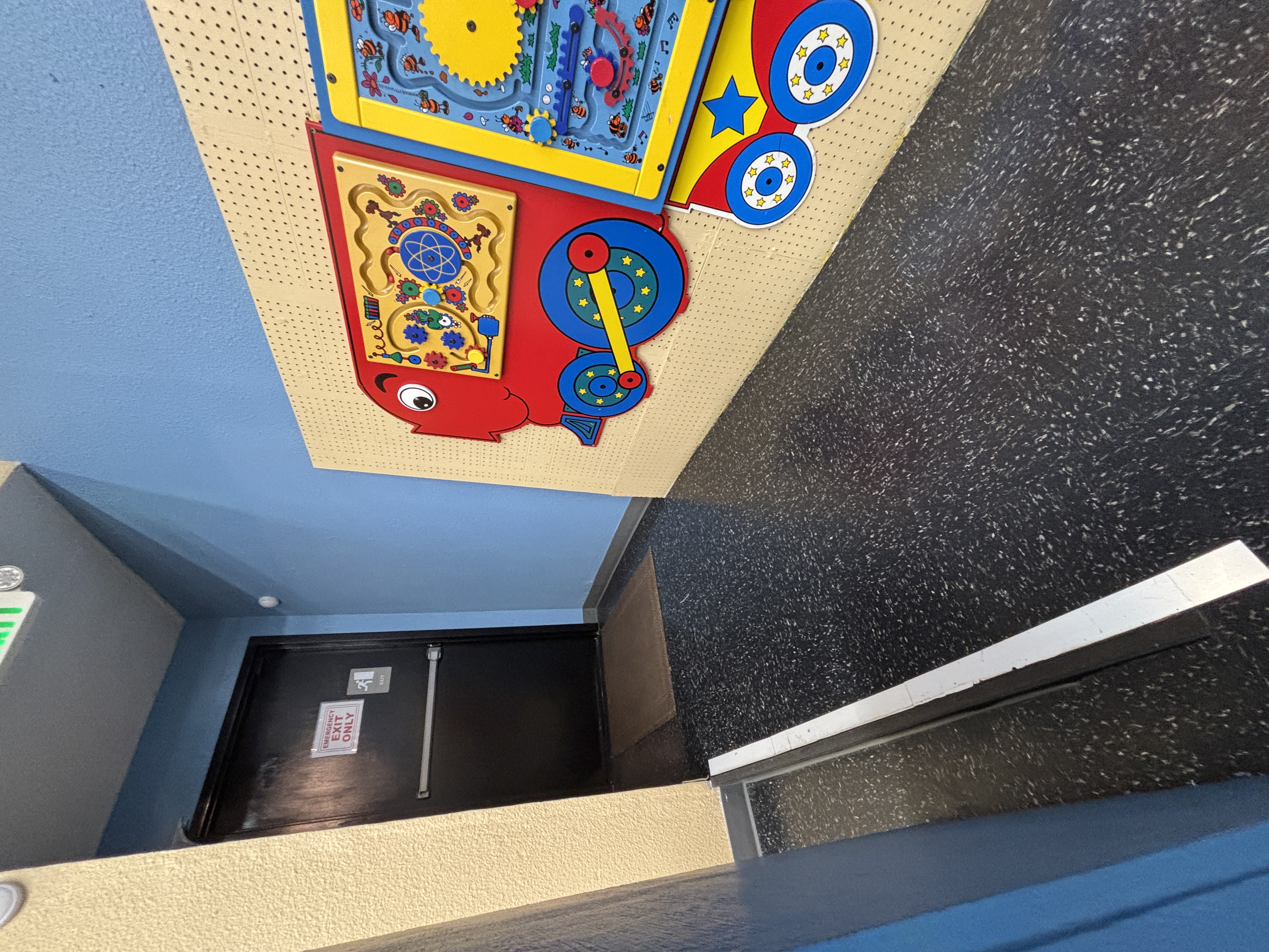 Slight ramp to accessible restroom