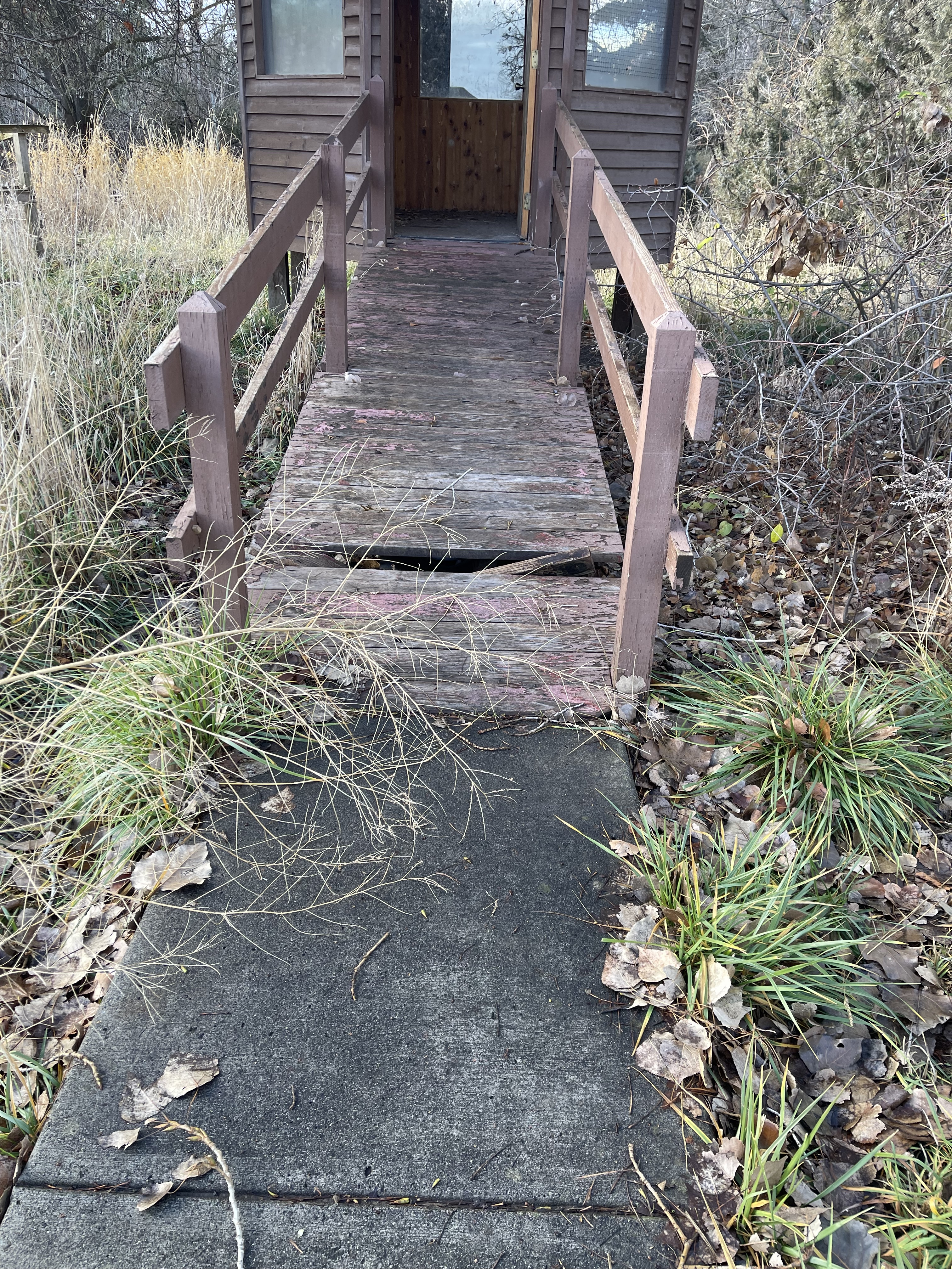 Ramp to bird blind viewing platform in need of repair