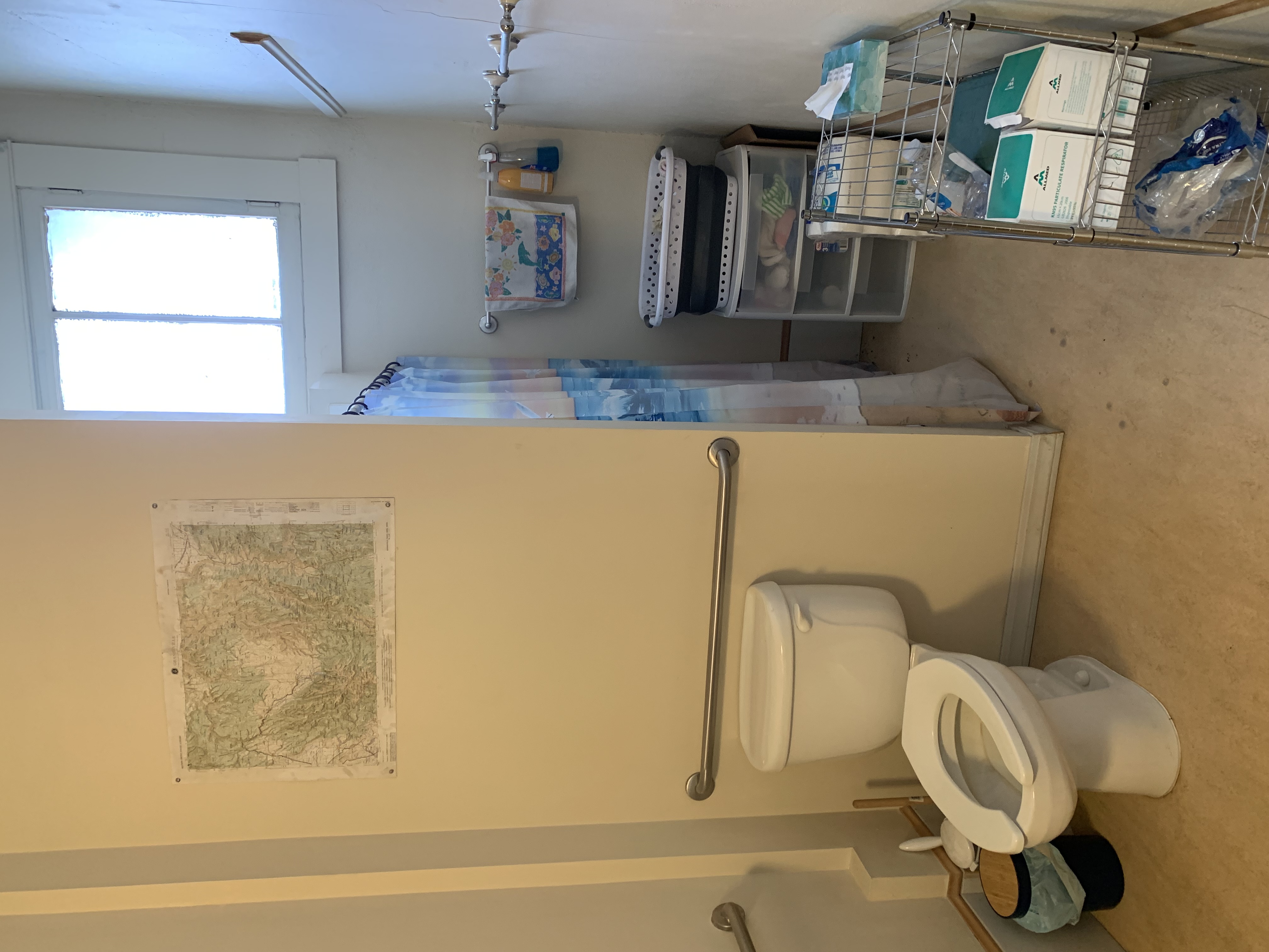 The view of the bathroom when you open the door.