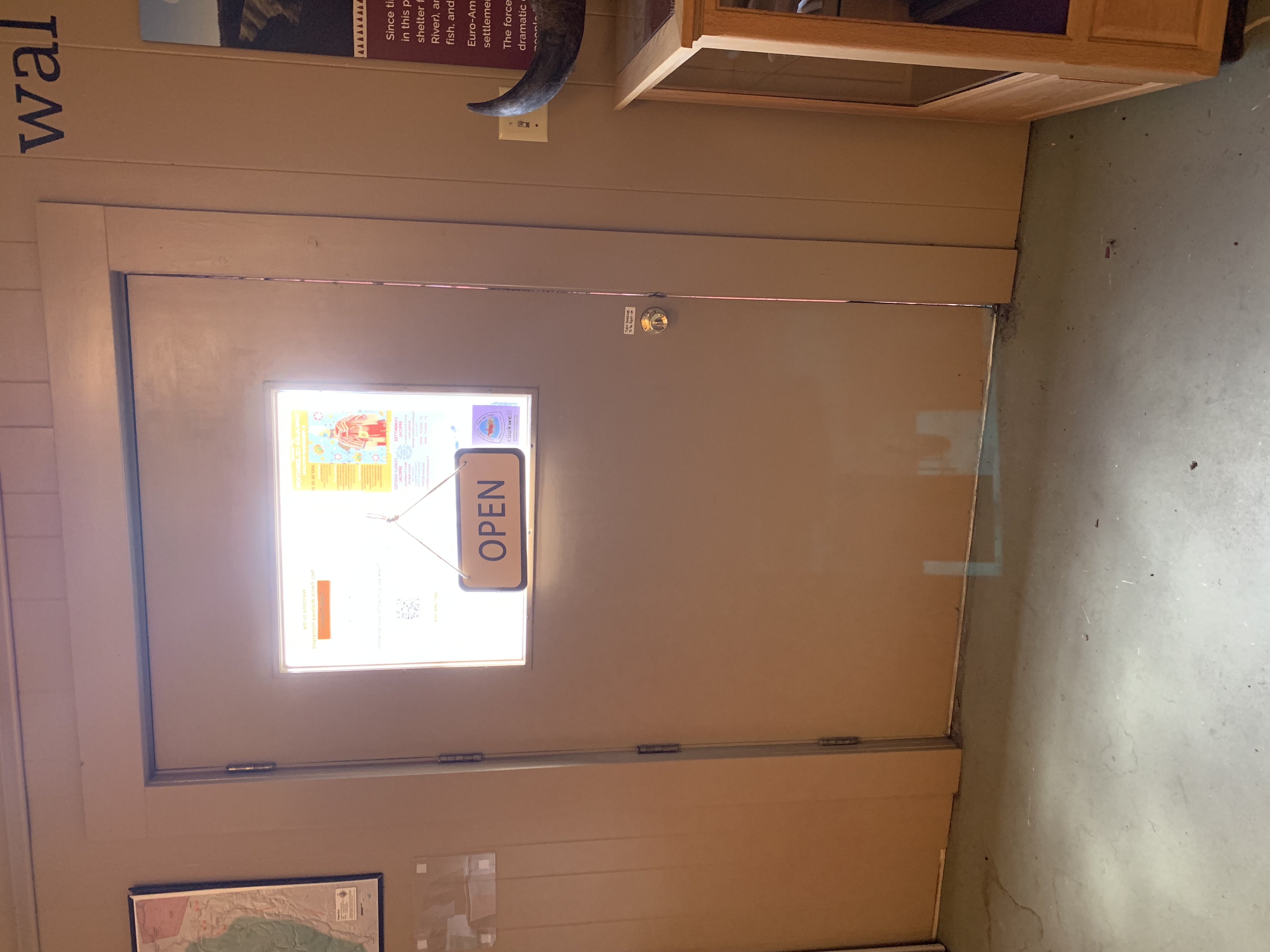 The inside of the entrance door.